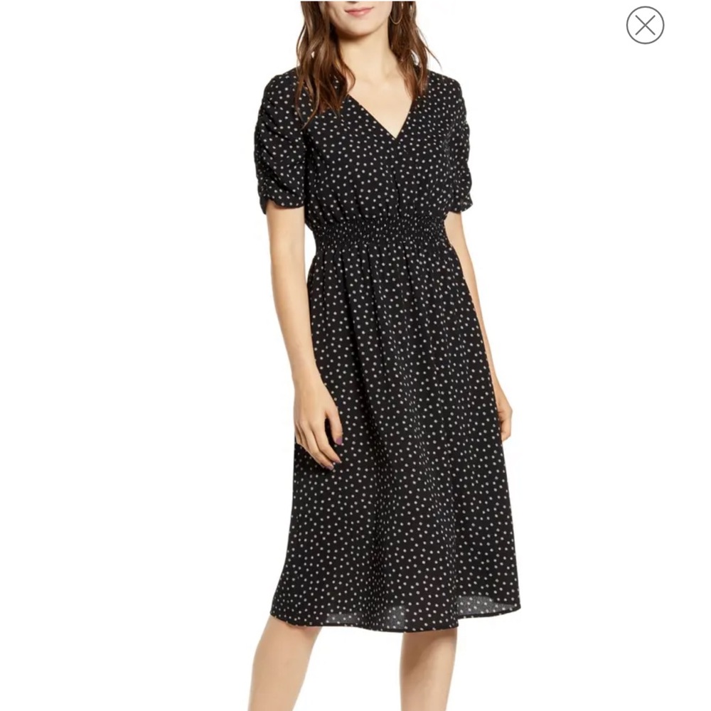 Floral Ruched Sleeve Dress | L